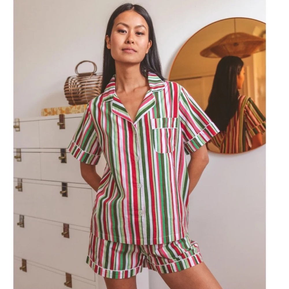 Print Fresh Candy Striped Short Sleeve Pajama Set